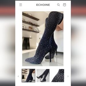 Rhinestone Thigh high boots
